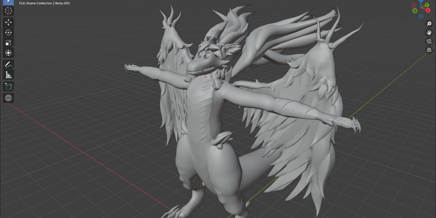 3D model of an anthro dragon, it is quite cute and fluffy