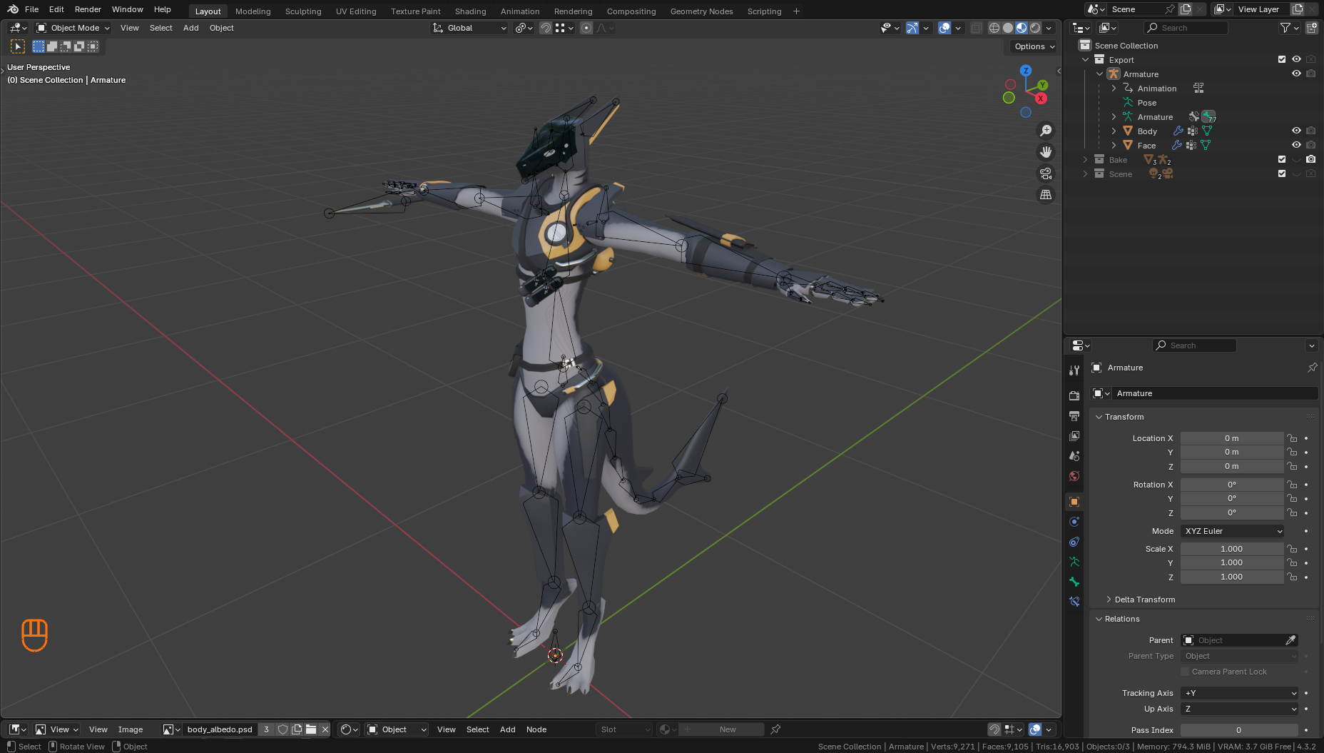 3D model of a robotic shark model for VRChat
