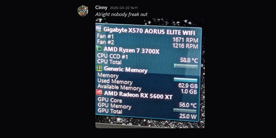 A reading of my computer monitoring, and the RAM is going ballistic