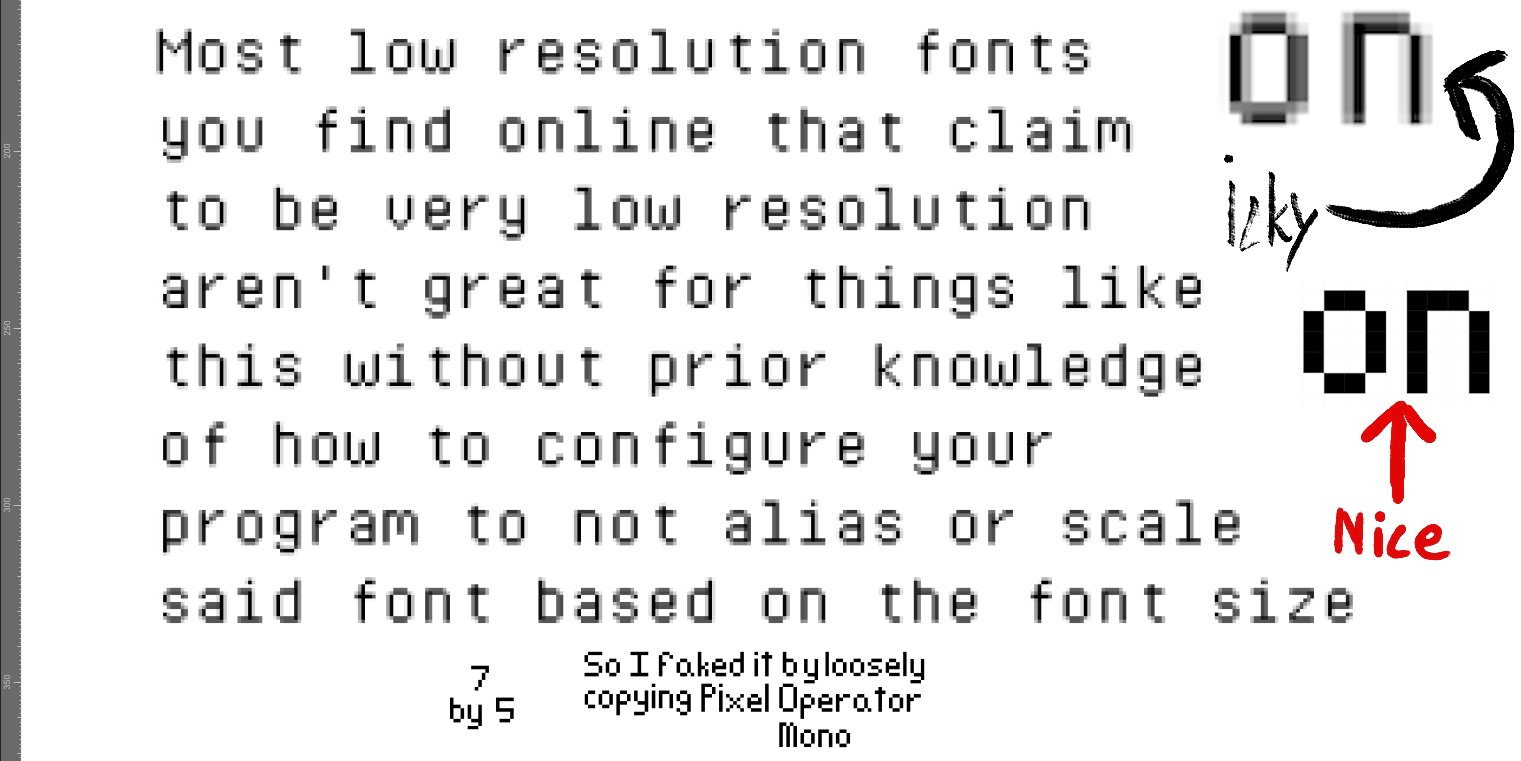 An example of how text aliases at a higher resolution, looking blurrier than it should