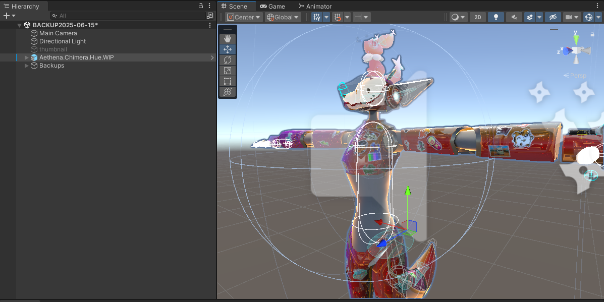 Unity, open to a different project file of mine featuring my other model