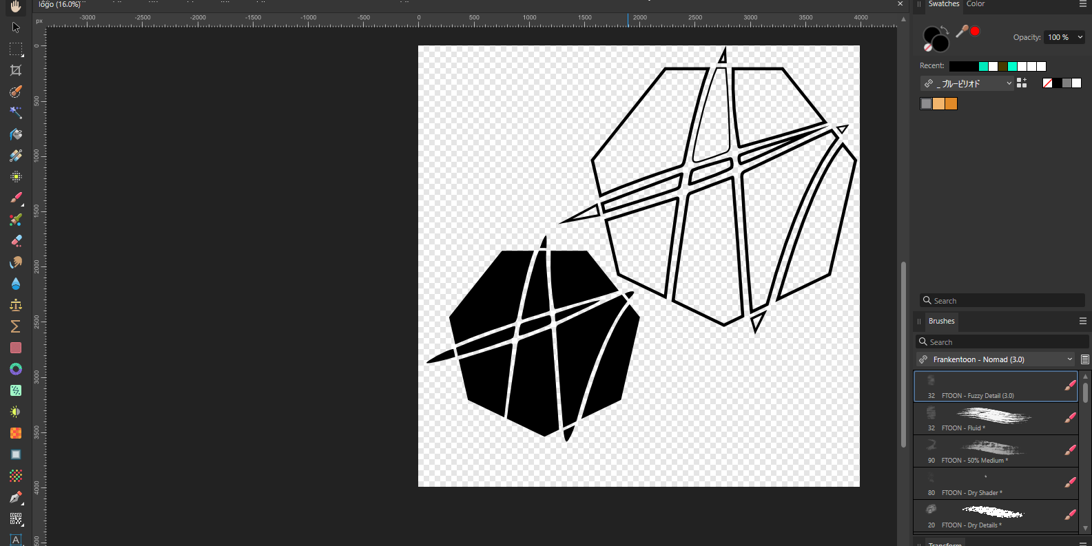 Affinity Photo, showcasing two variants of my work in progress logo