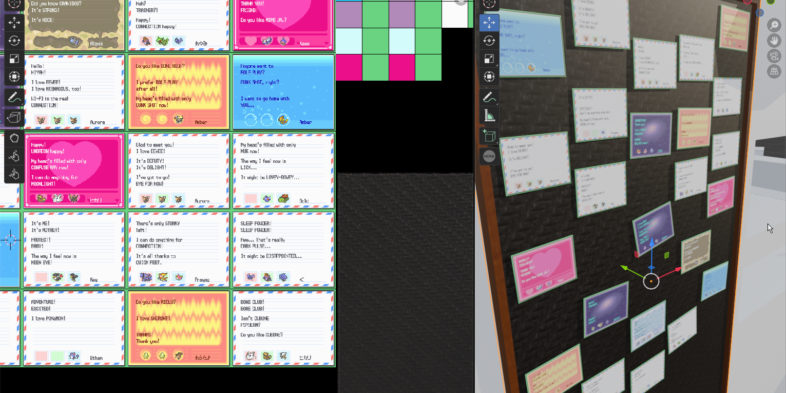A mailboard in Blender, containing letters acquired throughout trades