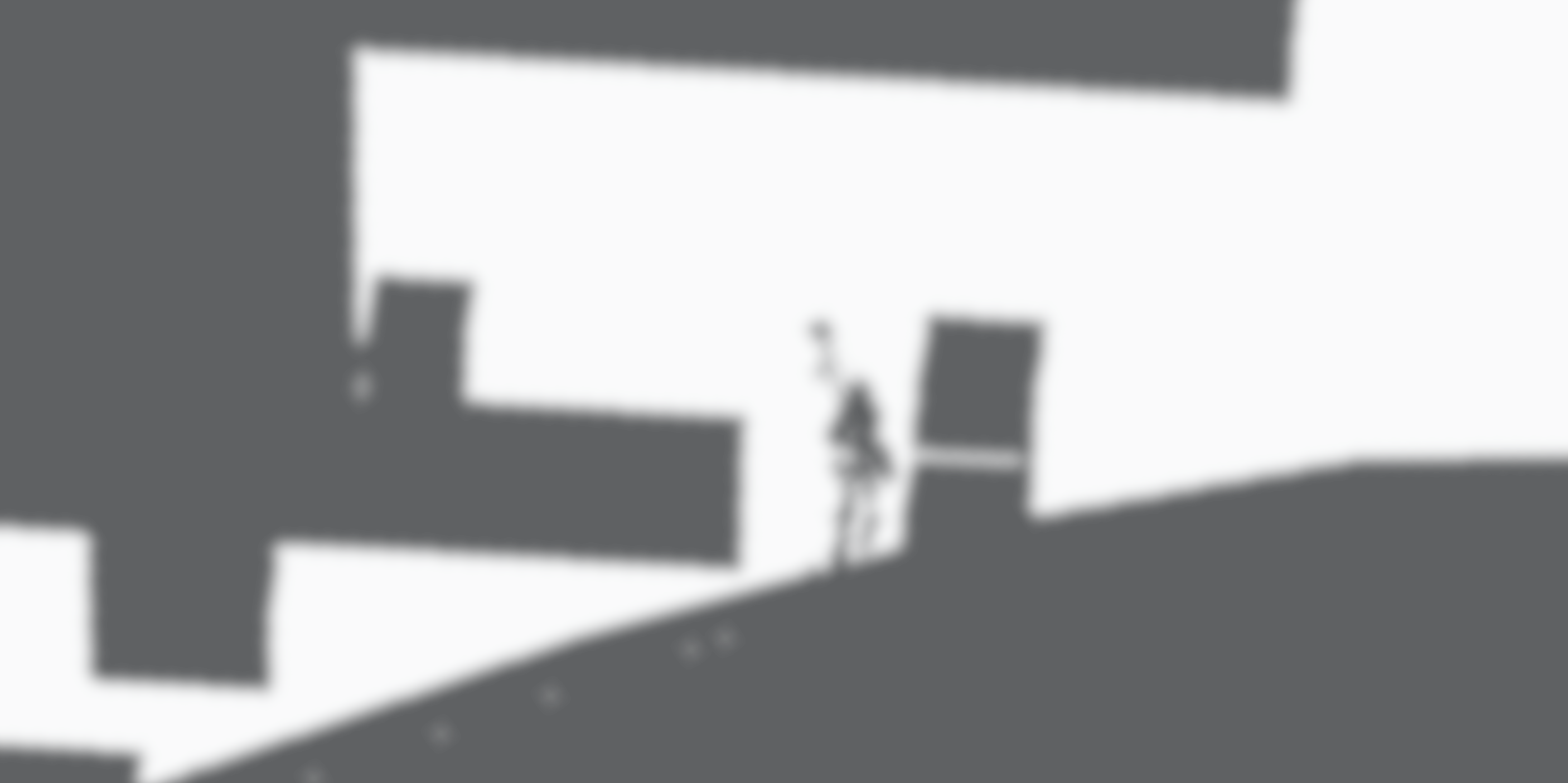 A zoomed in blurry shadow of myself in the distance, raising my hand