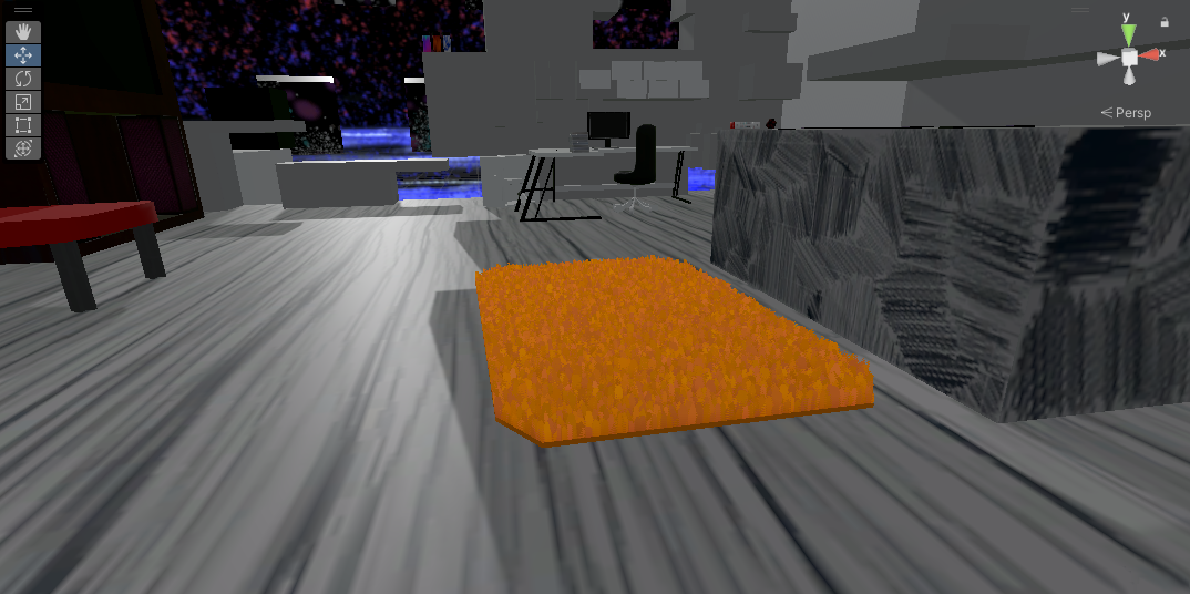 An orange rug in Unity, in S-S-S