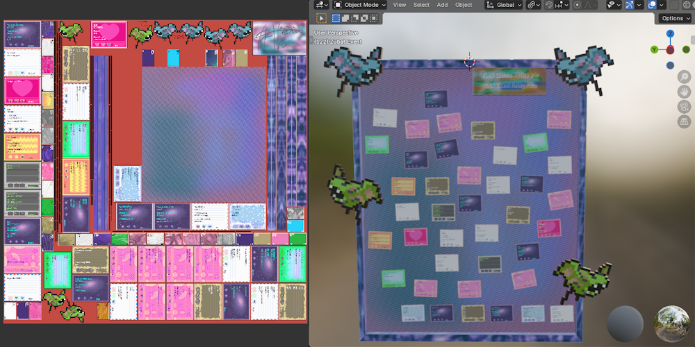 A Blender screenshot of the Zubat mailboard created for the Poké Classic Network