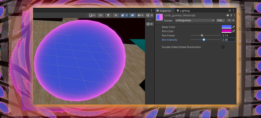 A shader in Unity that creates adjustable rim lighting around the edges of an object
