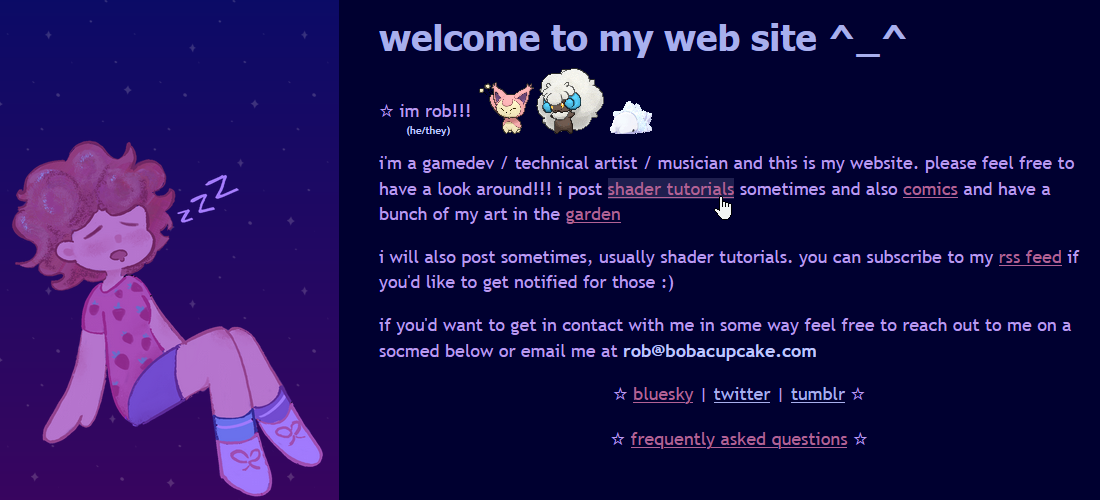 A screenshot of another artist's website