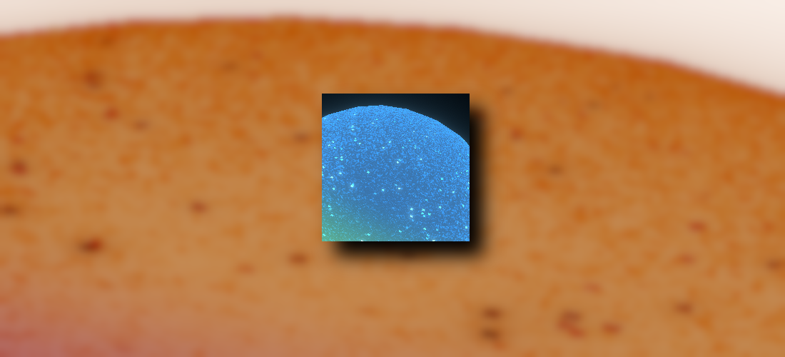 A cutout of the crunchy looking outer texture of the reference bouncy ball