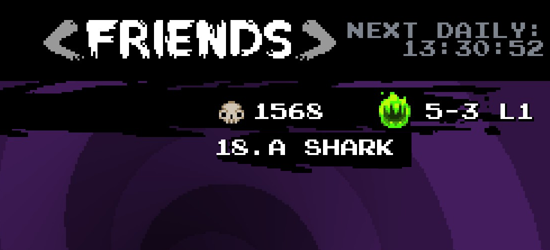 A screenshot of Nuclear Throne, showing off my daily leaderboard rating