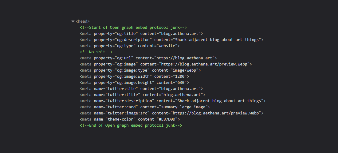 A screenshot showing what constitutes a meta tag in the header part of an HTML page