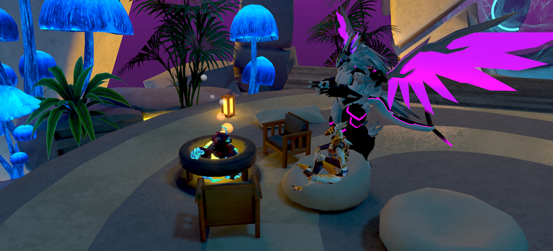 Me and two friends in a little circle in VRChat