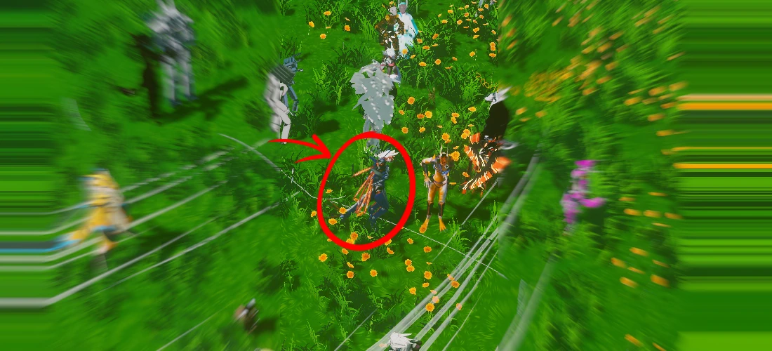 A zoomed in crop of the previous photo, highlighting a specific person with a red circle