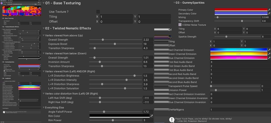 A very poor, messy composite of all the Unity inspector shader options