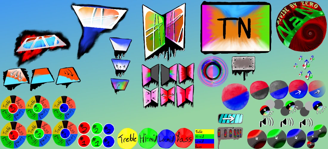 A collage of all the icons I had drawn for my shader